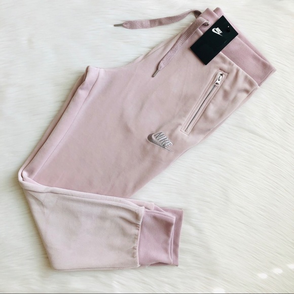 Nike Pants - Nike light pink velour sweatpants - MEDIUM